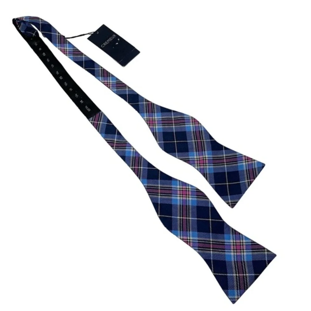 CREMIEUX Blue & Pink Plaid Silk Bow Tie‎ - NWT